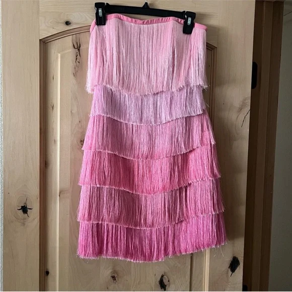 Milly Pink Fringe Strapless Dress XS - Picture 2 of 5